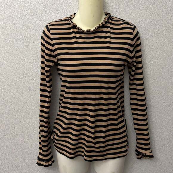 Ann Taylor Tops - Ann Taylor striped ruffle shirt- Size XS